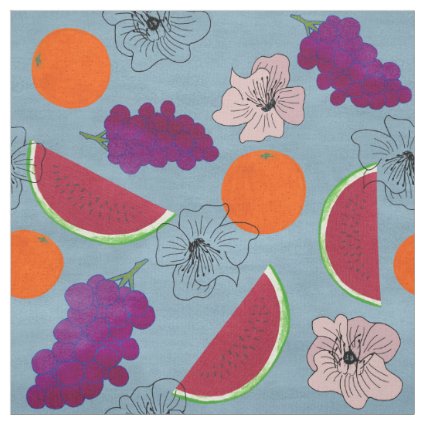 Red Fruits - watermelon, grapes, oranges Fabric