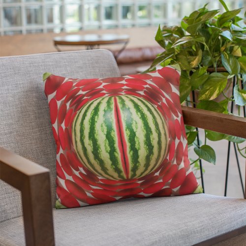 Red Fruity Melon Mirage 3D Throw Pillow