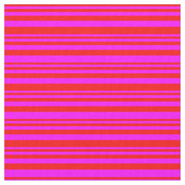Red & Fuchsia Lined Pattern Fabric (Close Up)