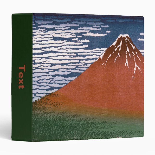 Red Fuji, Aka Fujiyama Volcano Katsushika Hokusai 3 Ring Binder (Front/Spine)