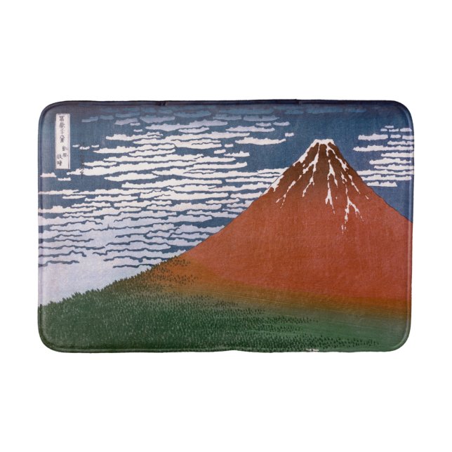 Red Fuji, Aka Fujiyama Volcano Katsushika Hokusai Bath Mat (Front)