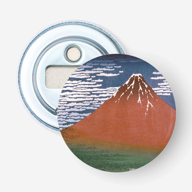 Red Fuji, Aka Fujiyama Volcano Katsushika Hokusai Bottle Opener (Front)