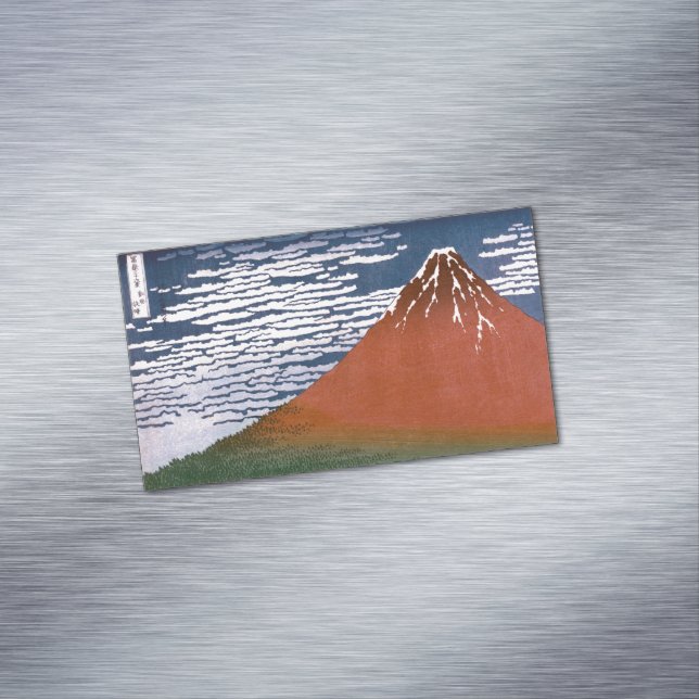 Red Fuji, Aka Fujiyama Volcano Katsushika Hokusai Business Card Magnet (In Situ)