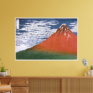 Red Fuji, Aka Fujiyama Volcano Katsushika Hokusai Canvas Print