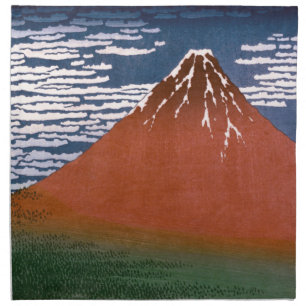Red Fuji, Aka Fujiyama Volcano Katsushika Hokusai Cloth Napkin