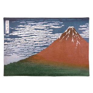 Red Fuji, Aka Fujiyama Volcano Katsushika Hokusai Cloth Placemat
