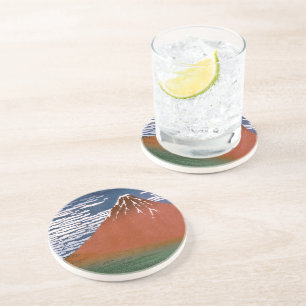 Red Fuji, Aka Fujiyama Volcano Katsushika Hokusai Coaster