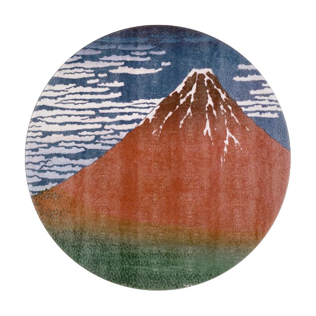 Red Fuji, Aka Fujiyama Volcano Katsushika Hokusai Cutting Board (Front)