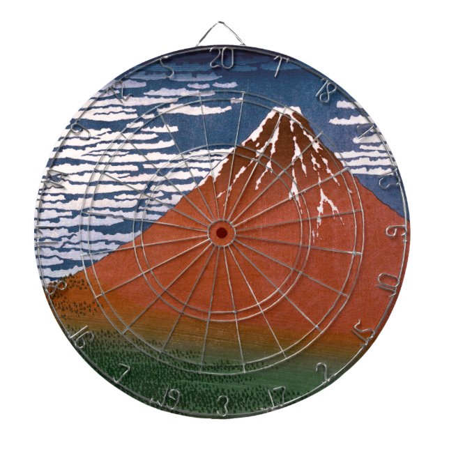 Red Fuji, Aka Fujiyama Volcano Katsushika Hokusai Dart Board (Front)