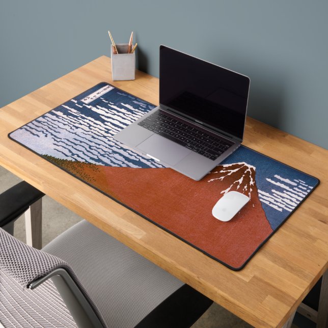 Red Fuji, Aka Fujiyama Volcano Katsushika Hokusai Desk Mat (Office 2)