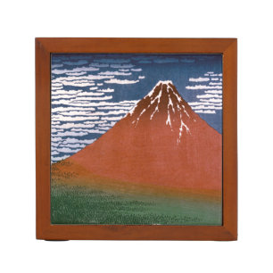 Red Fuji, Aka Fujiyama Volcano Katsushika Hokusai Desk Organizer