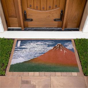 Red Fuji, Aka Fujiyama Volcano Katsushika Hokusai Doormat