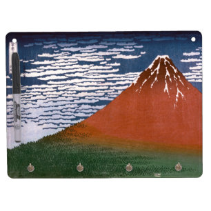 Red Fuji, Aka Fujiyama Volcano Katsushika Hokusai Dry Erase Board With Keychain Holder
