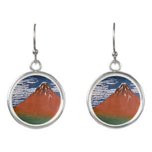 Red Fuji, Aka Fujiyama Volcano Katsushika Hokusai Earrings