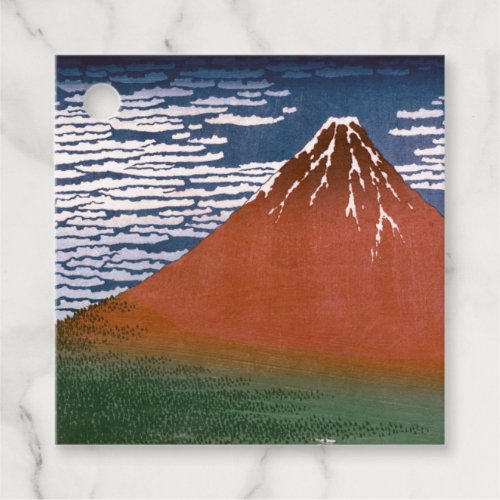 Red Fuji Aka Fujiyama Volcano Katsushika Hokusai Favor Tags