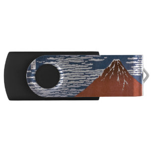 Red Fuji, Aka Fujiyama Volcano Katsushika Hokusai Flash Drive