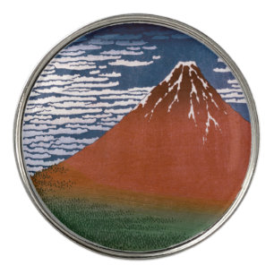 Red Fuji, Aka Fujiyama Volcano Katsushika Hokusai Golf Ball Marker