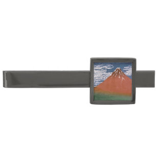 Red Fuji, Aka Fujiyama Volcano Katsushika Hokusai Gunmetal Finish Tie Bar