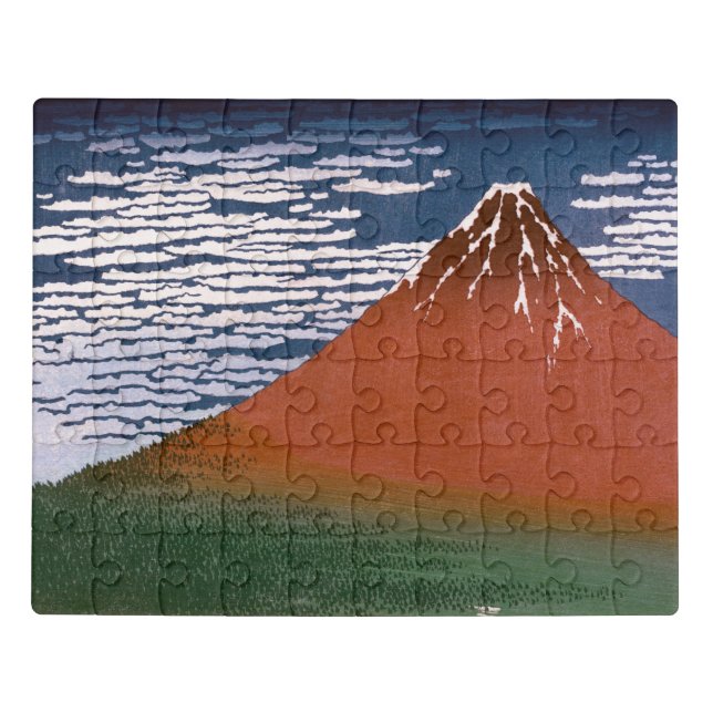 Red Fuji, Aka Fujiyama Volcano Katsushika Hokusai Jigsaw Puzzle (Puzzle Horizontal)