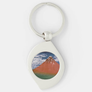 Red Fuji, Aka Fujiyama Volcano Katsushika Hokusai Keychain