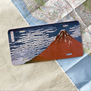 Red Fuji, Aka Fujiyama Volcano Katsushika Hokusai License Plate