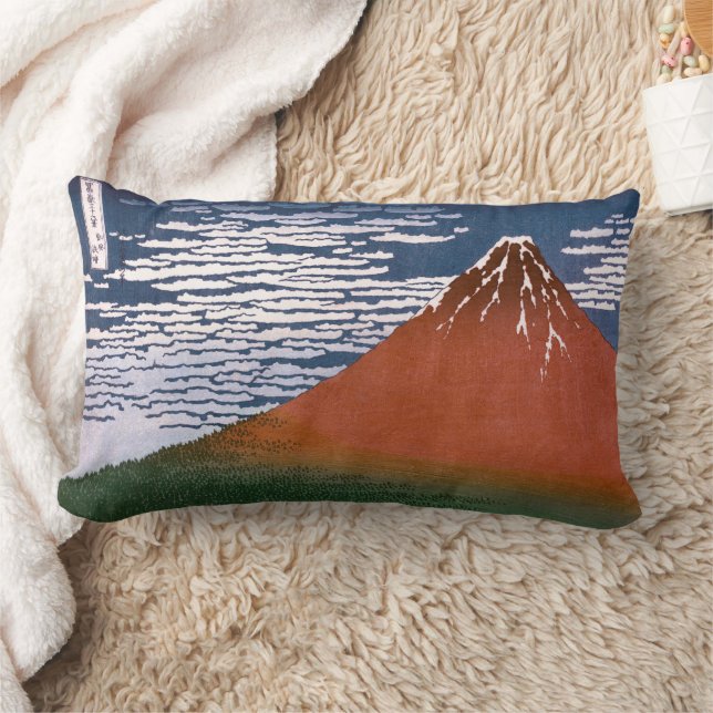 Red Fuji, Aka Fujiyama Volcano Katsushika Hokusai Lumbar Pillow (Blanket)