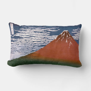 Red Fuji, Aka Fujiyama Volcano Katsushika Hokusai Lumbar Pillow