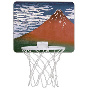 Red Fuji, Aka Fujiyama Volcano Katsushika Hokusai Mini Basketball Hoop