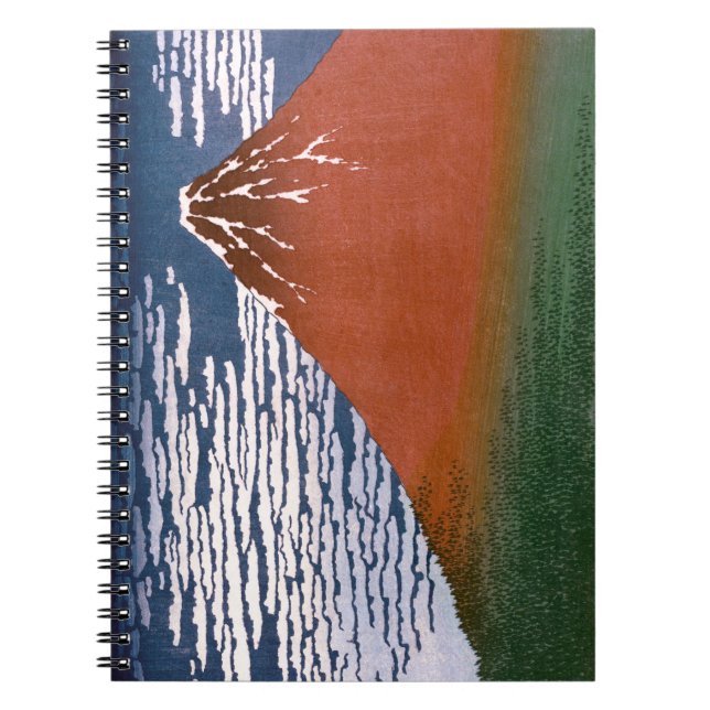 Red Fuji, Aka Fujiyama Volcano Katsushika Hokusai Notebook (Front)