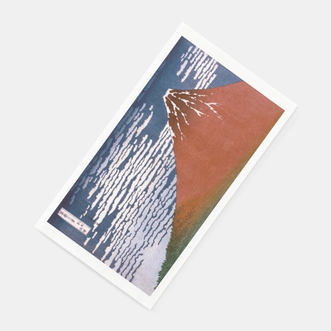 Red Fuji, Aka Fujiyama Volcano Katsushika Hokusai Paper Guest Towels (Corner)