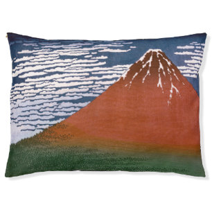 Red Fuji, Aka Fujiyama Volcano Katsushika Hokusai Pet Bed