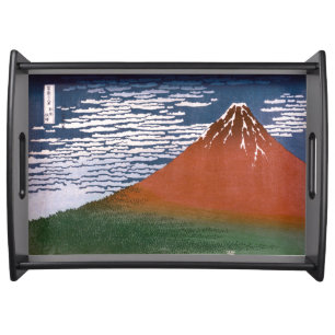 Red Fuji, Aka Fujiyama Volcano Katsushika Hokusai Serving Tray