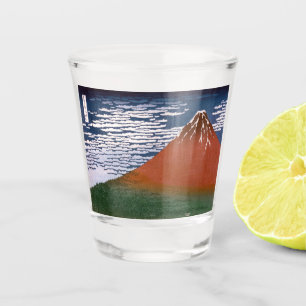 Red Fuji, Aka Fujiyama Volcano Katsushika Hokusai Shot Glass