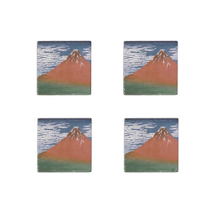Red Fuji, Aka Fujiyama Volcano Katsushika Hokusai Stone Magnet