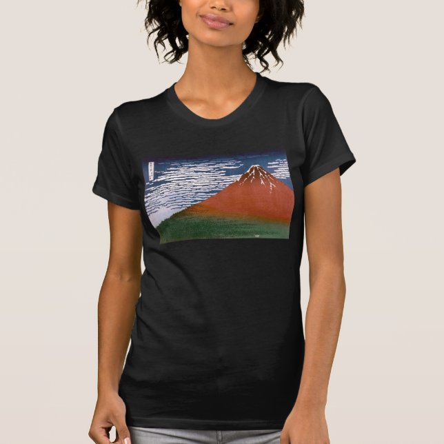 Red Fuji, Aka Fujiyama Volcano Katsushika Hokusai T-Shirt (Front)