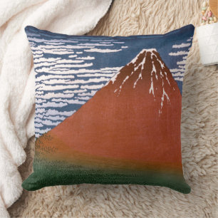 Red Fuji, Aka Fujiyama Volcano Katsushika Hokusai Throw Pillow
