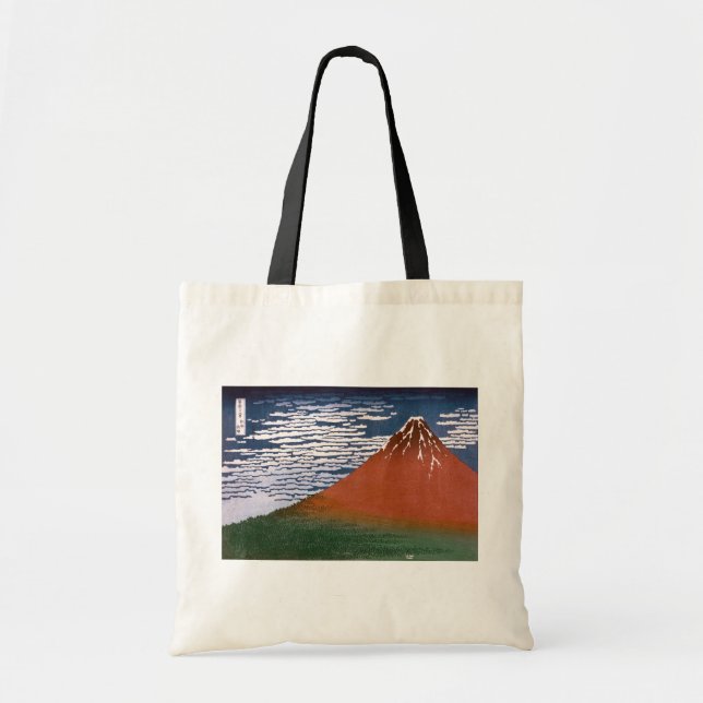 Red Fuji, Aka Fujiyama Volcano Katsushika Hokusai Tote Bag (Front)