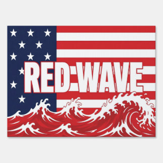 Red "Fuji" Wave American Flag Patriotic Yard Sign