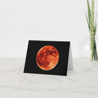Red Full Moon Blank Note Card