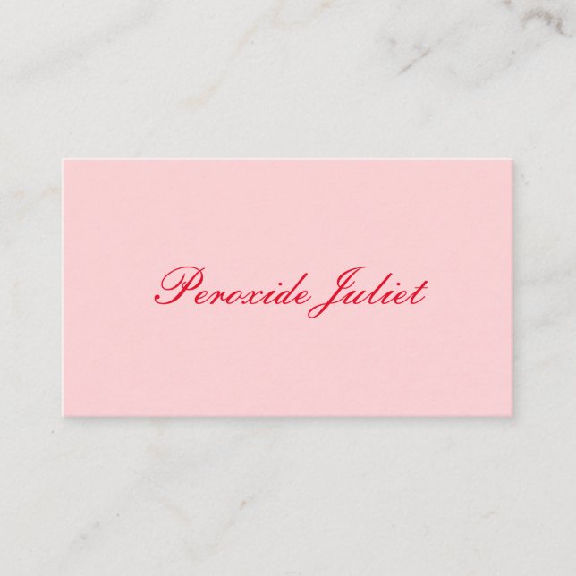 Red Full Name Script Blush Pink Business Card (Front)