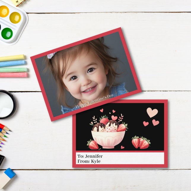 Red Full Photo Mini Classroom Valentine’s Day Note Card (Red Mini Classroom Valentine
)