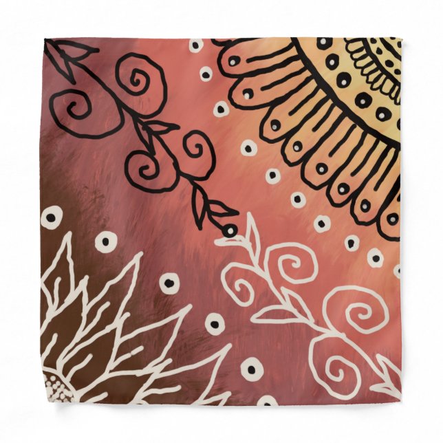 Red Funny Art Pattern Bandana (Front)