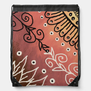 Red Funny Art Pattern Drawstring Bag