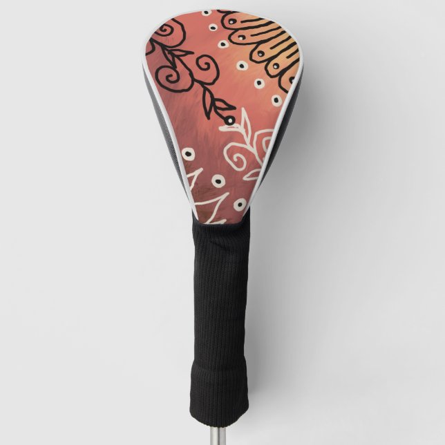 Red Funny Art Pattern Golf Head Cover (Front)