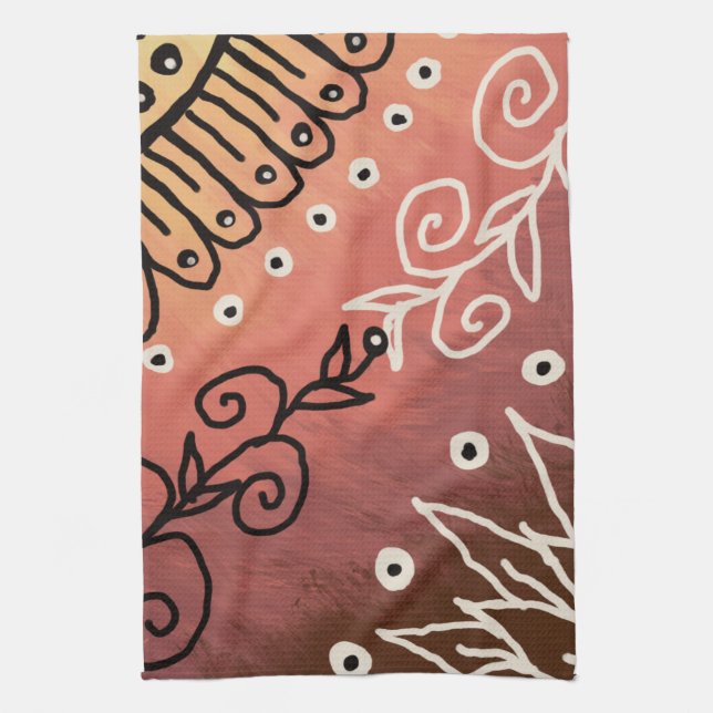 Red Funny Art Pattern Kitchen Towel (Vertical)