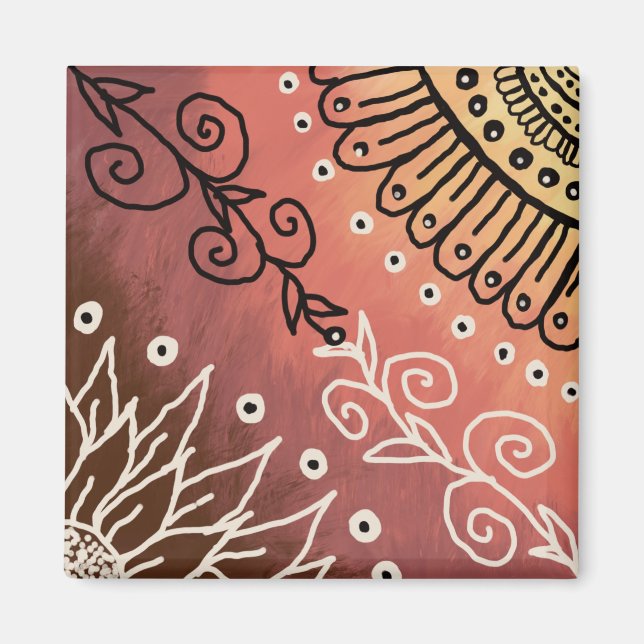 Red Funny Art Pattern Magnet (Front)