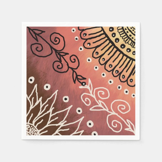 Red Funny Art Pattern Napkins (Front)