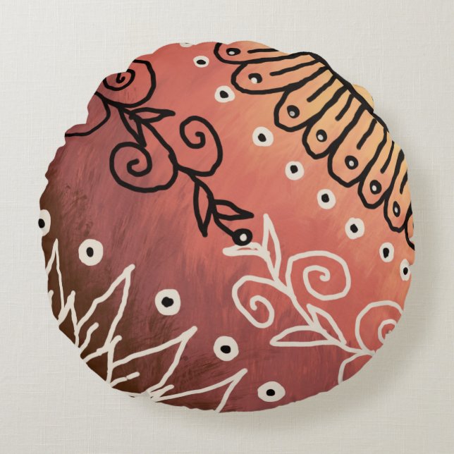 Red Funny Art Pattern Round Pillow (Front)