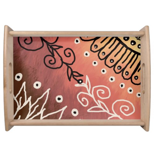 Red Funny Art Pattern Serving Tray
