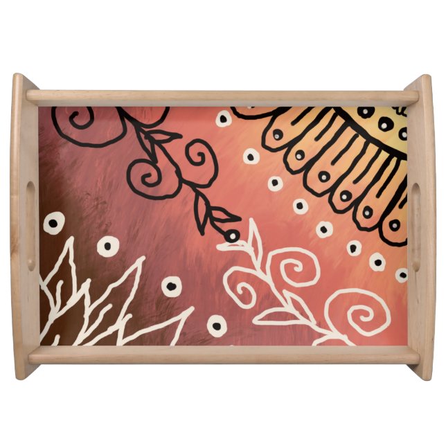 Red Funny Art Pattern Serving Tray (Front)